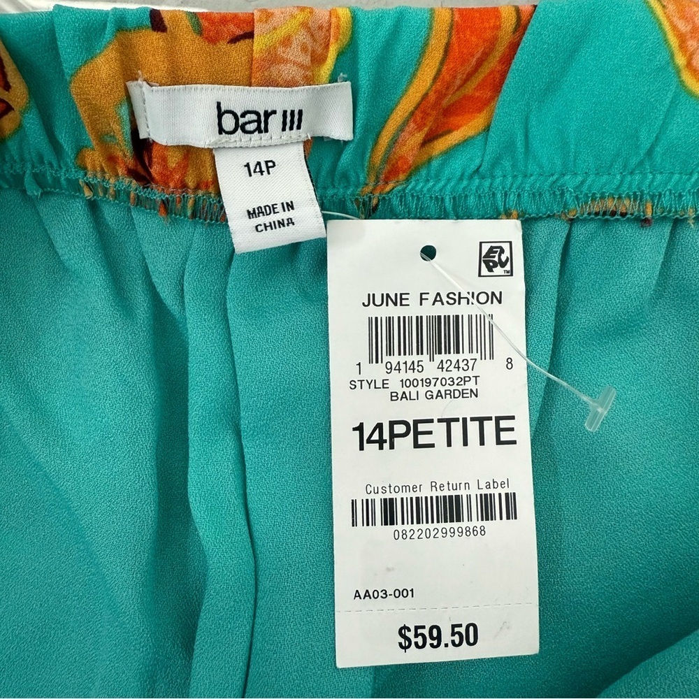 Women’s Bar III Trendy Floral Flat Front Wide Leg Pants Plus Size 14 Petite - Picture 12 of 16